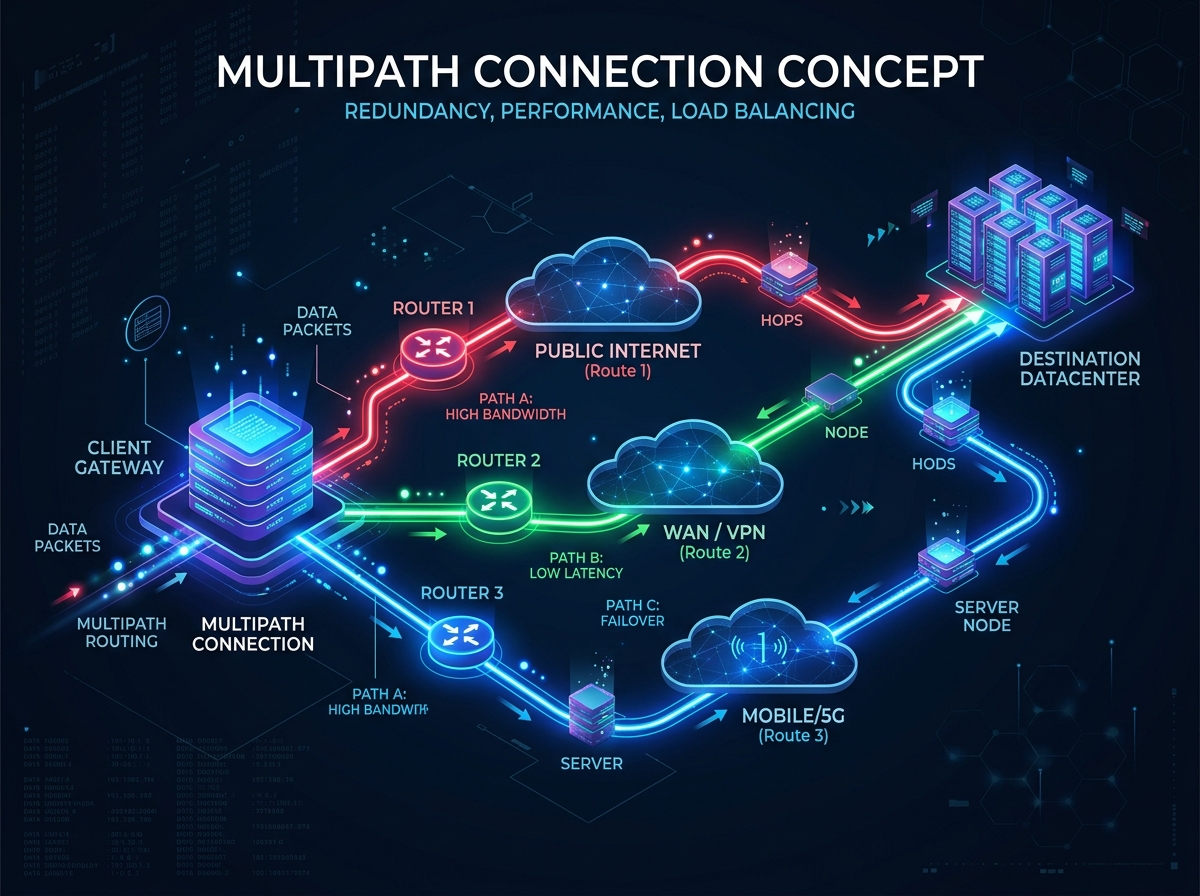 Multipath connection routing diagram