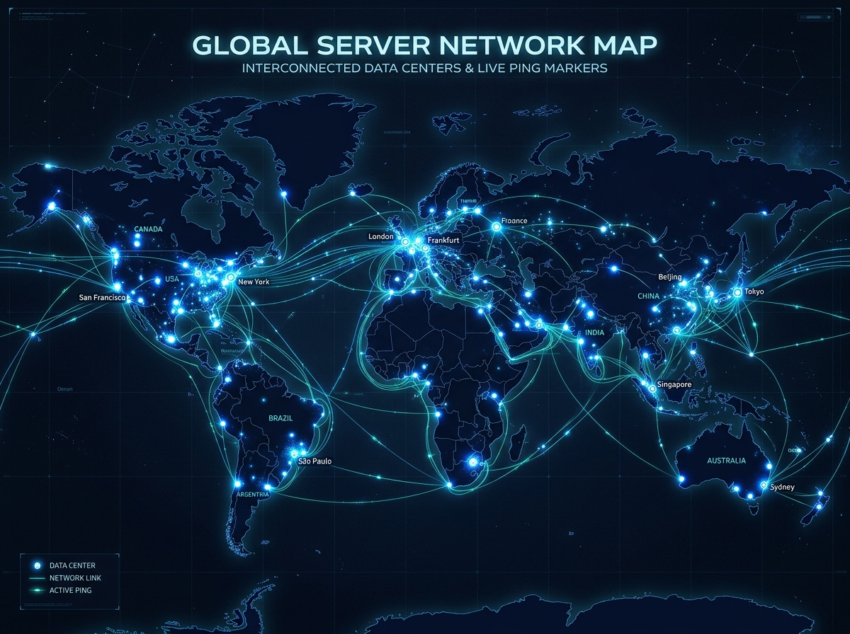 Global server network map