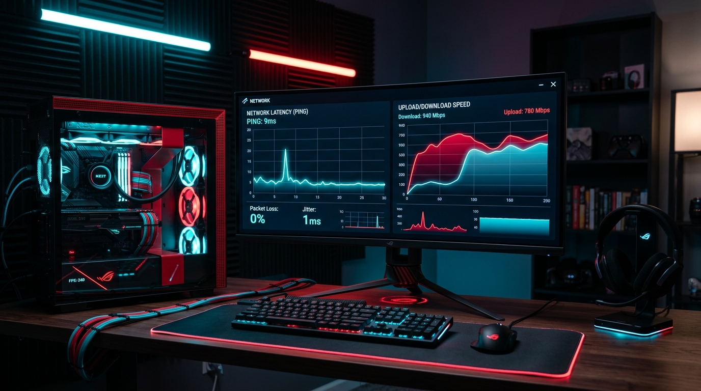 ExitLag gaming network optimization dashboard showing ping metrics